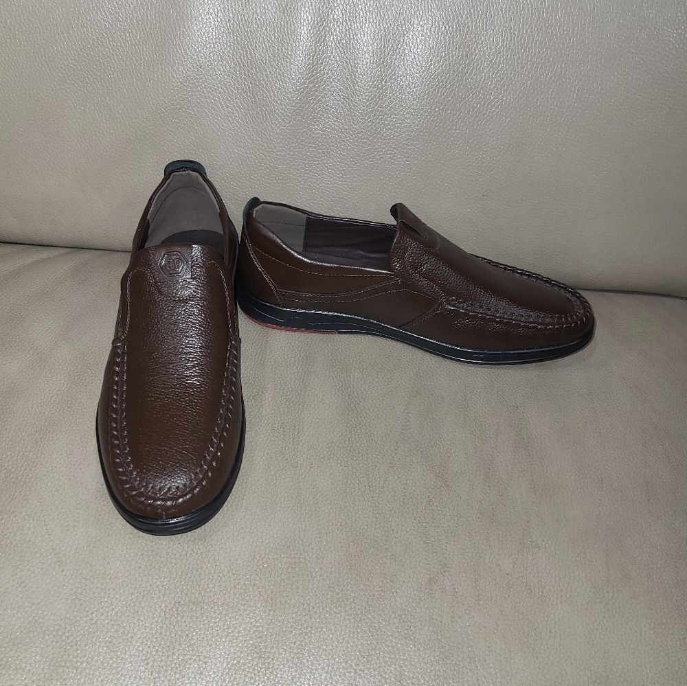 Mens leather shoes (brown loafers)
